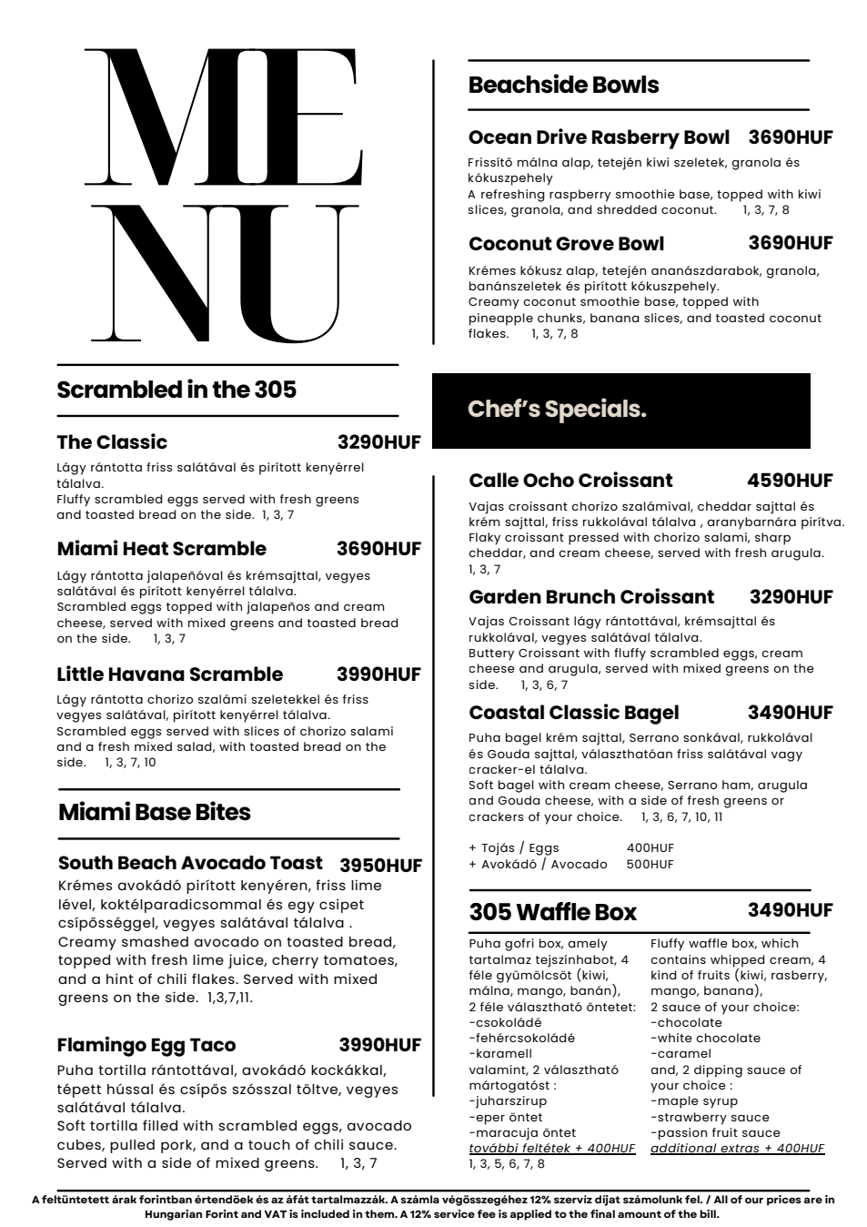 Preview of the 305 brunch menu