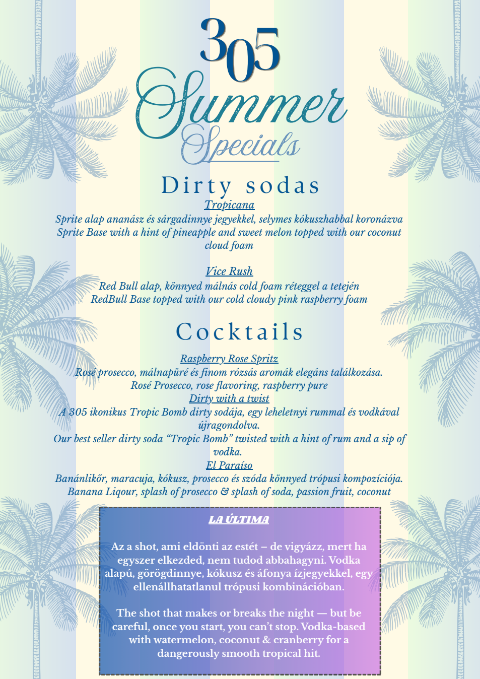 Preview of the 305 summer specials menu